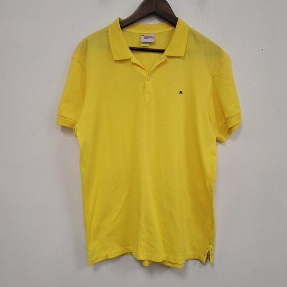 J. Lindeberg Mens Bode Regular Fit Short Sleeve Polo Shirt Size XL Yelow Golf - Picture 1 of 11